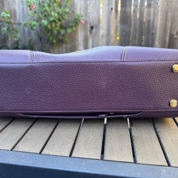 Tumi Women's Purple Leather Laptop Briefcase | Gold Hardware - Picture 7 of 13